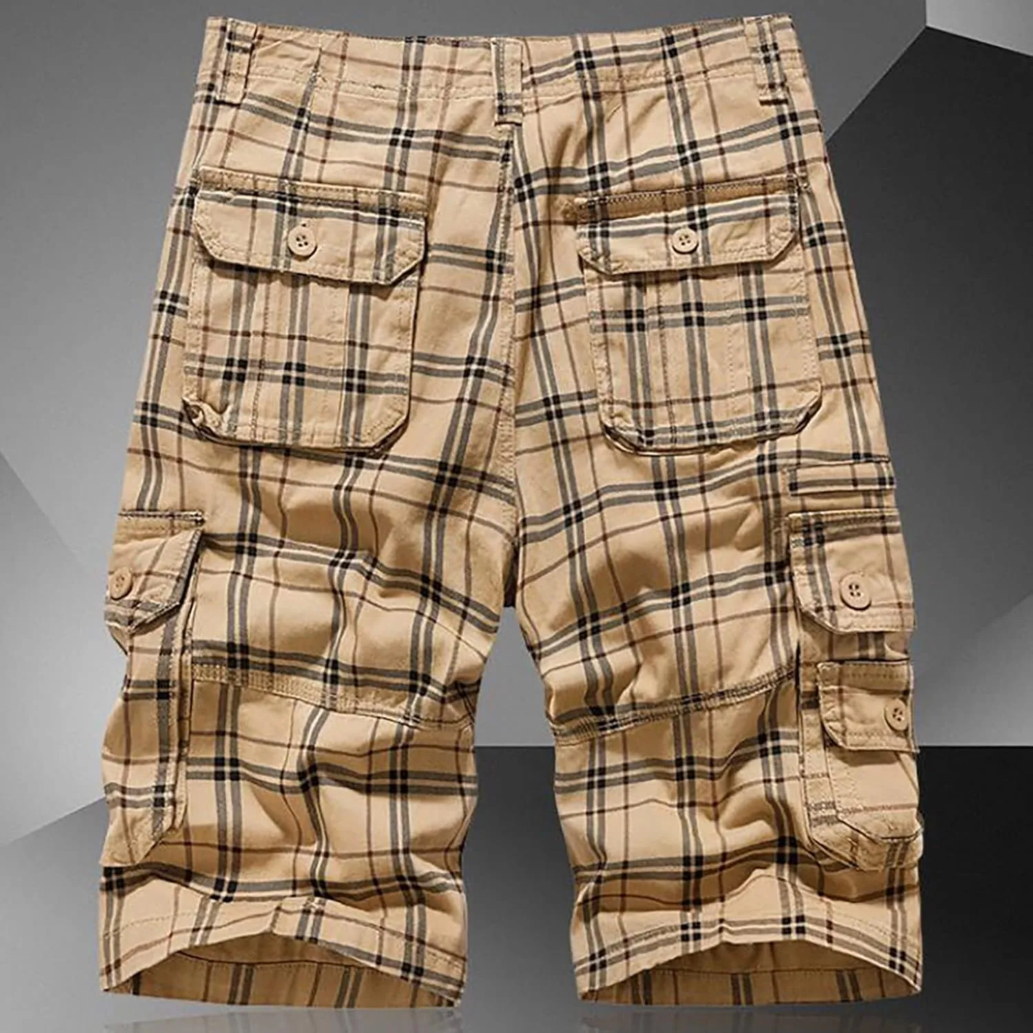 Mens Cargo Shorts Size 36 Short Cargo Pant Solid Splice Pocket Drawstring Shorts Fashion Solid Cargo Shorts for Men