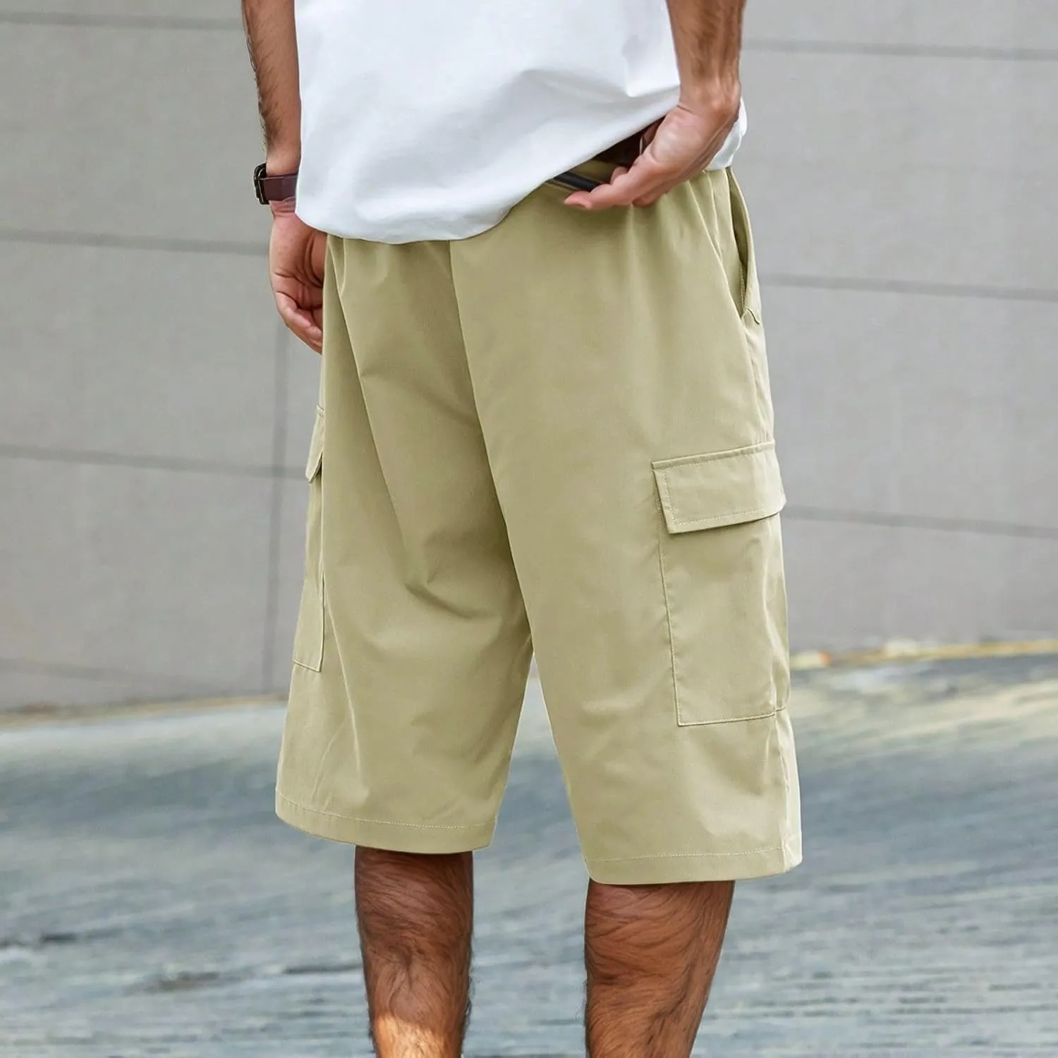 Men's Cargo Shorts Stretch Waist Casual Summer Cotton Workout Gym Jogger Shorts
