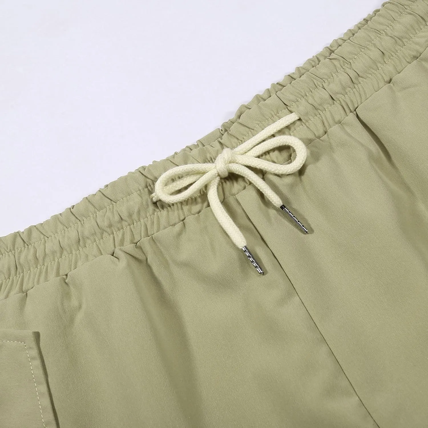 Men's Cargo Shorts Stretch Waist Casual Summer Cotton Workout Gym Jogger Shorts