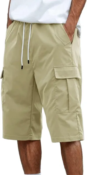 Men's Cargo Shorts Stretch Waist Casual Summer Cotton Workout Gym Jogger Shorts