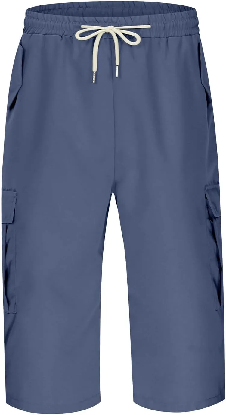 Men's Cargo Shorts Stretch Waist Casual Summer Cotton Workout Gym Jogger Shorts