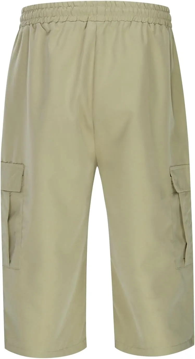 Men's Cargo Shorts Stretch Waist Casual Summer Cotton Workout Gym Jogger Shorts