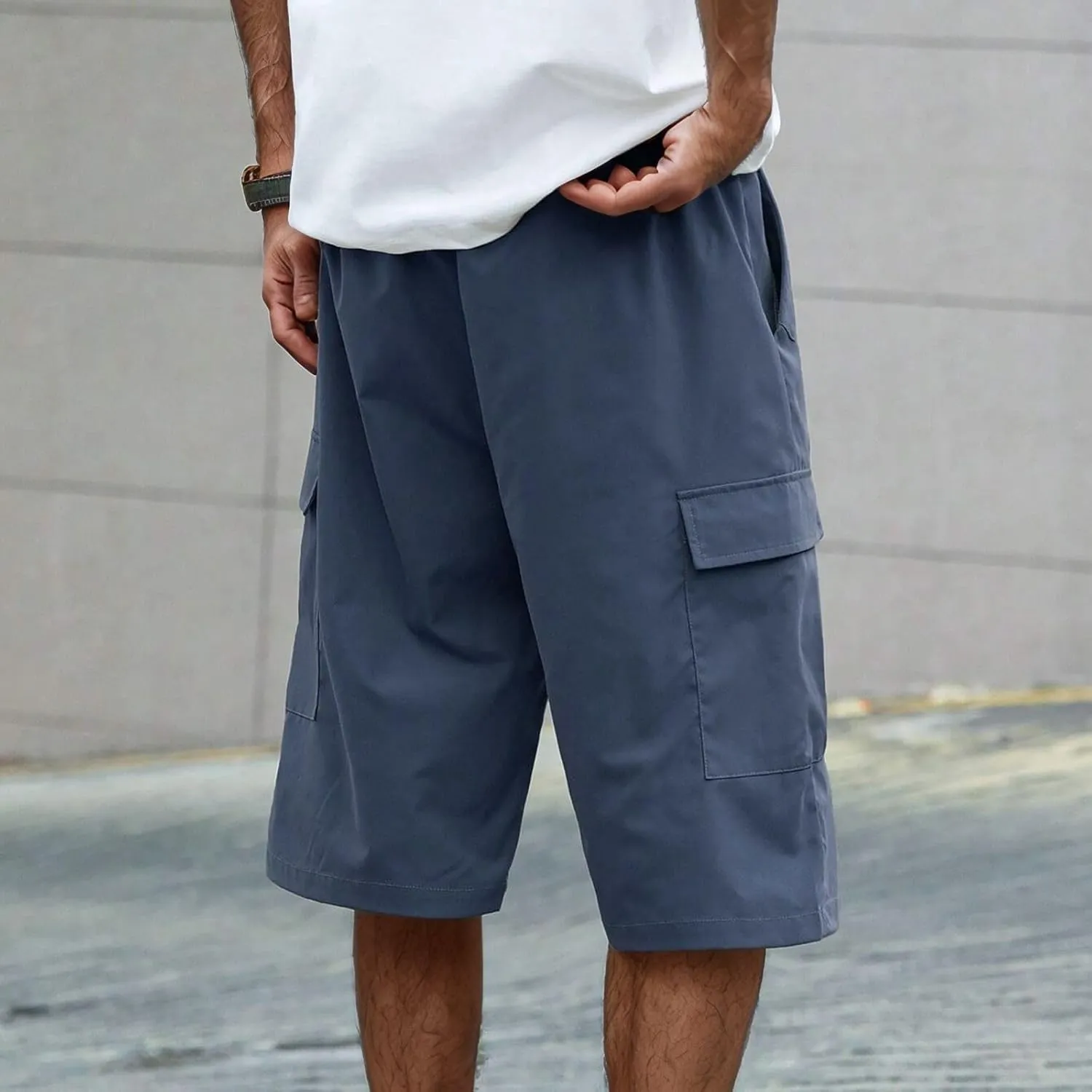 Men's Cargo Shorts Stretch Waist Casual Summer Cotton Workout Gym Jogger Shorts