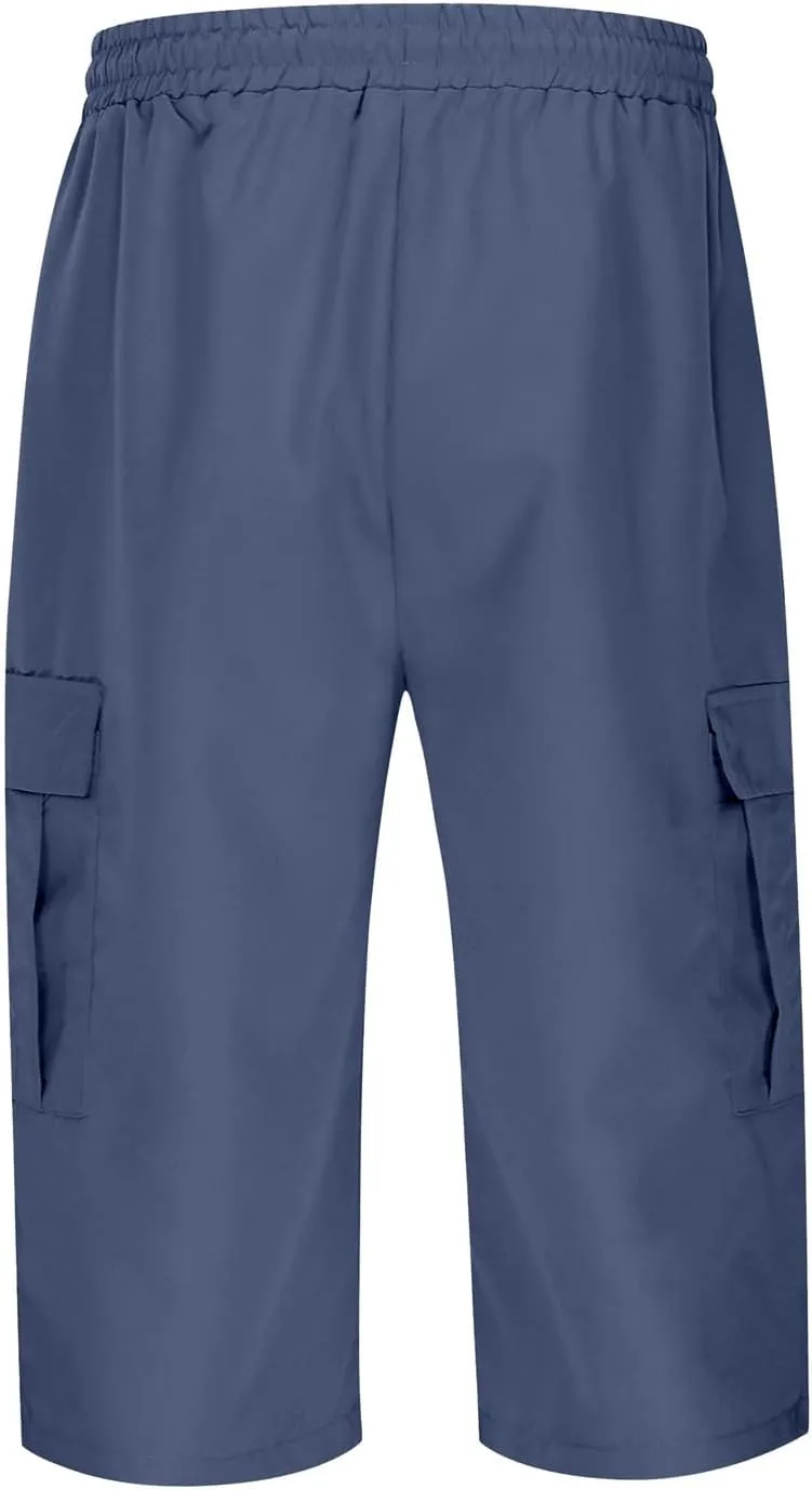 Men's Cargo Shorts Stretch Waist Casual Summer Cotton Workout Gym Jogger Shorts