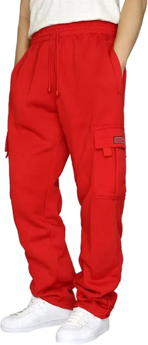 Mens Cargo Sweatpants Casual Baggy Drawstring Waist Open Bottom Sweatpants Lightweight Cargo Pants with Multi Pants