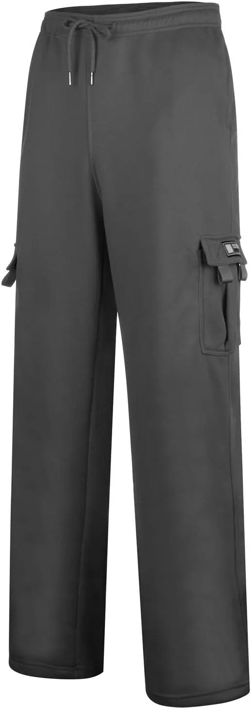 Mens Cargo Sweatpants Casual Baggy Drawstring Waist Open Bottom Sweatpants Lightweight Cargo Pants with Multi Pants