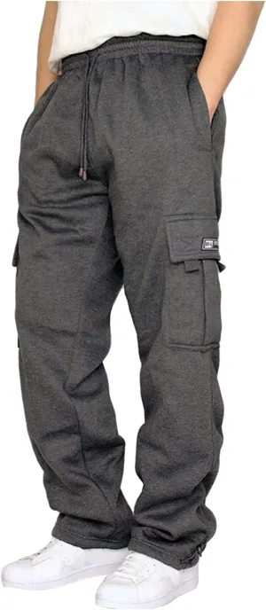 Mens Cargo Sweatpants Casual Baggy Drawstring Waist Open Bottom Sweatpants Lightweight Cargo Pants with Multi Pants