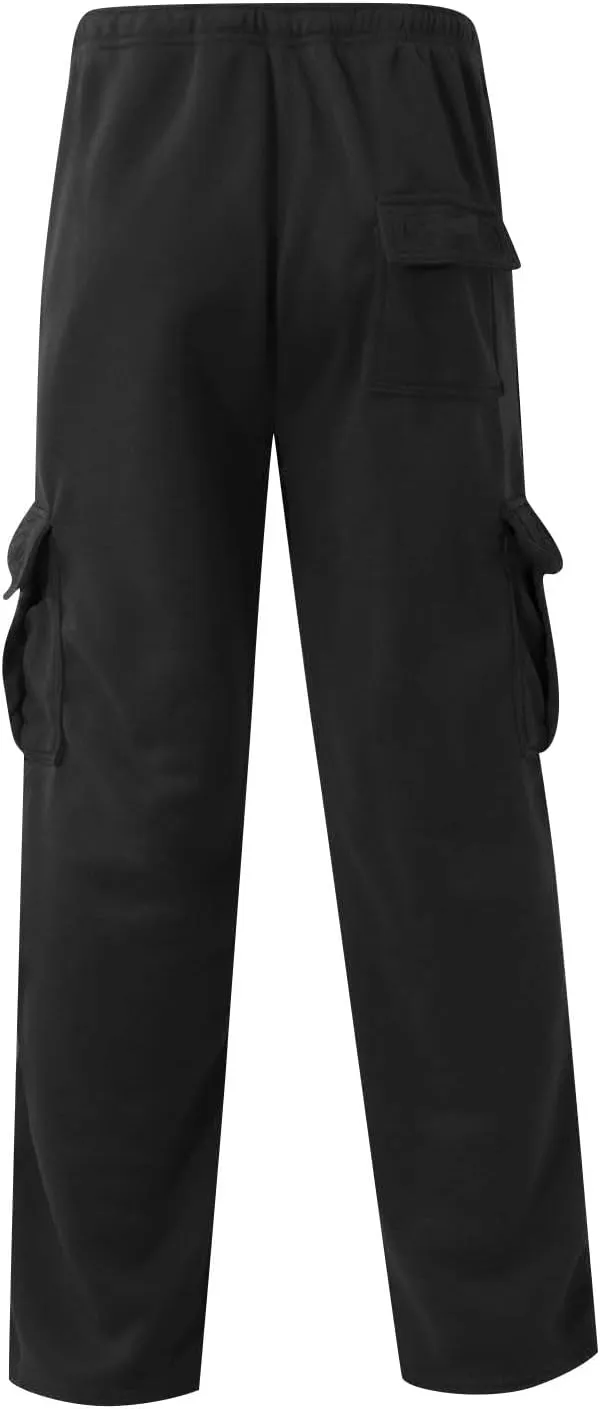 Mens Cargo Sweatpants Casual Baggy Drawstring Waist Open Bottom Sweatpants Lightweight Cargo Pants with Multi Pants
