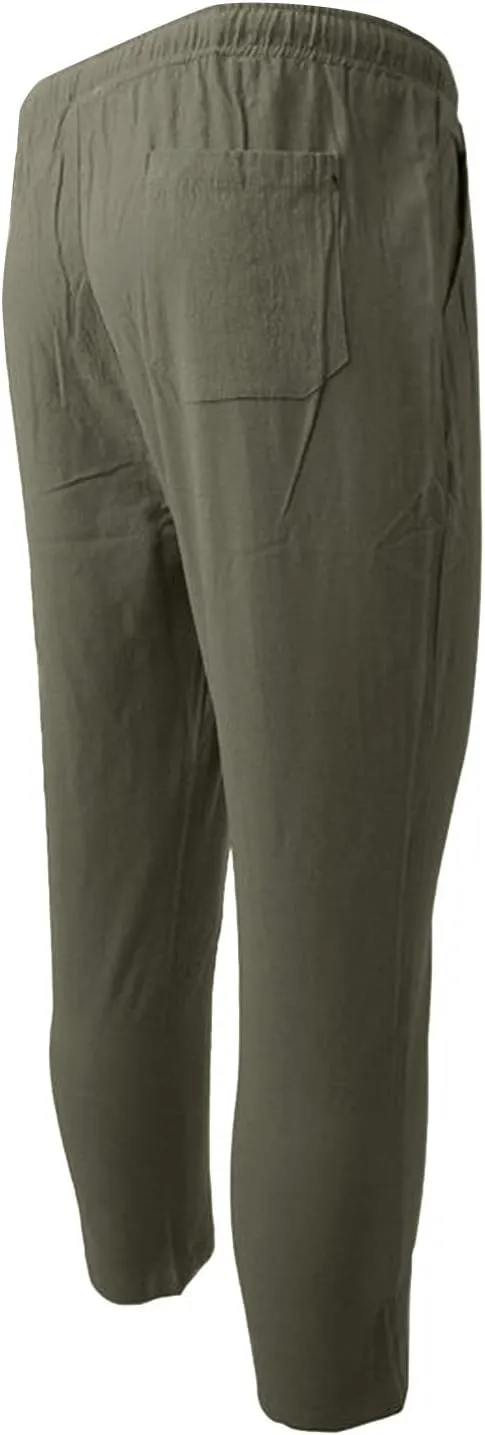 Men's Casual Chino Joggers Pants Twill Elastic Drawstring Waist Tapered Pants with Pockets Sweatpants Trousers