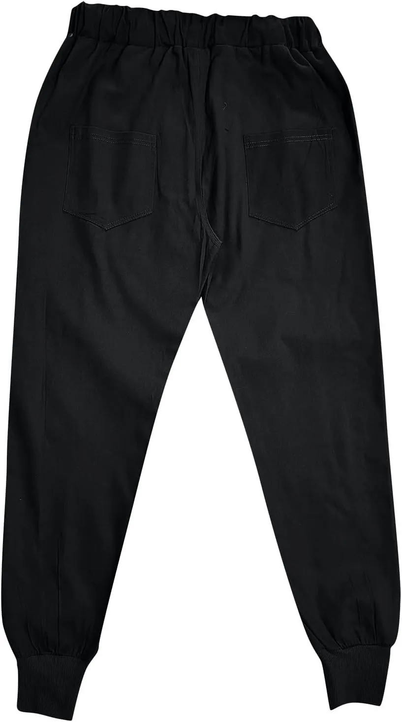 Men's Casual Chino Joggers Pants Twill Elastic Drawstring Waist Tapered Pants with Pockets Sweatpants Trousers
