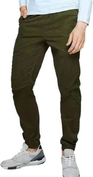 Mens Casual Chinos Jogger Pants Waist Athletic Straight Fit Hiking Pants Drawstring Lightweight Stretch Twill Joggers