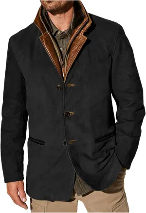 Mens Casual Trucker Jackets Vintage Jacket Button Down Fleece Coat Casual Winter Warm Outerwear with Pocket