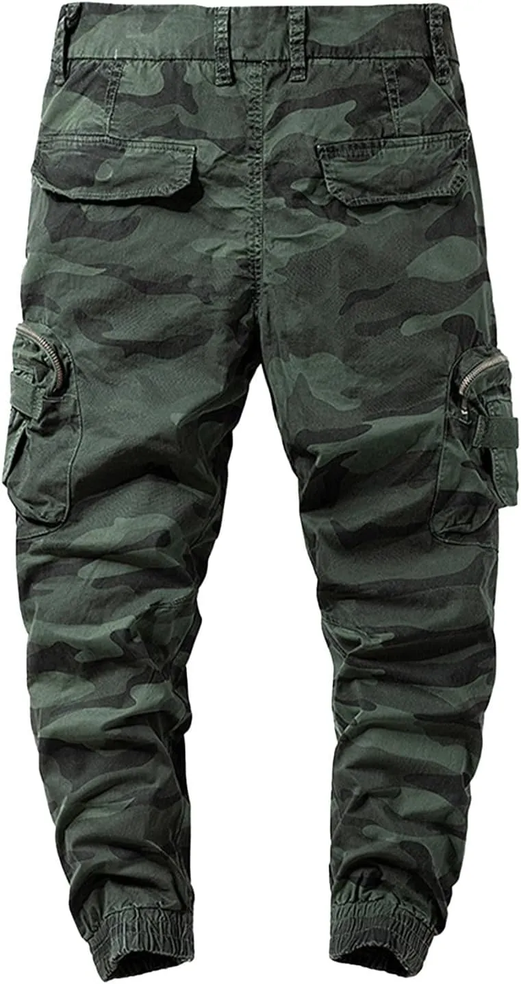 Men's Chino Pants Cargo Workout Lounge Jogger Work Tapered Streetwear Trousers Flap Pockets Baggy Pants
