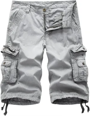 Men's Classic Cotton Cargo Shorts Casual Sports Hiking Golf Shorts Outdoors Work Cargo Shorts with Multi Pockets