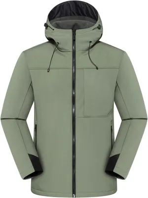 Mens Fall Winter Rain Jacket Fleece Warm Waterproof Windbreaker Raincoat With Hood Hiking Mountain Windproof Coats