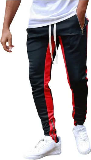 Mens Fleece Cargo Sweatpants Heavyweight Elastic Waist Tapered Pants with Pockets Baggy Drawstring Athletic Jogger