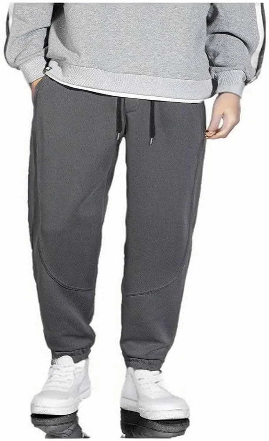 Men's Fleece Jogger Sweatpants Baggy Elastic Waist Drawstring Cargo Pants with Pockets Casual Workout Gym Trousers