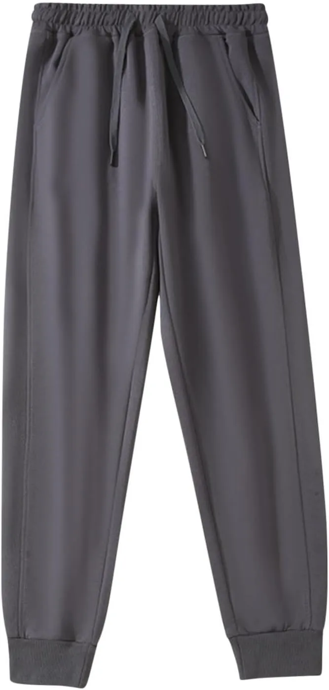 Mens Fleece Lined Sweatpants Baggy Cotton Jogger Trouser Casual Drawstring Elastic Waist Tapered Outdoor Workout Pant