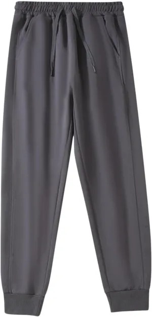 Mens Fleece Lined Sweatpants Baggy Cotton Jogger Trouser Casual Drawstring Elastic Waist Tapered Outdoor Workout Pant