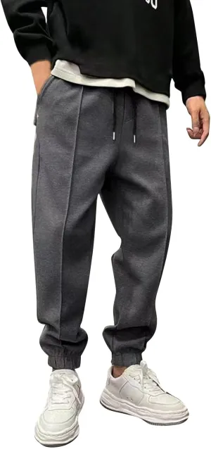 Mens Fleece Sweatpants Baggy Cargo Joggers Loose Fit Casual Drawstring Elastic Waist Sweat Pants Gym Athletic Pockets