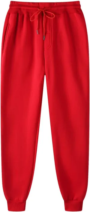 Men's Fleece Workout Sweatpants Drawstring Tapered Running Lounge Jogger Pants with Pockets Relaxed Athletic Pants