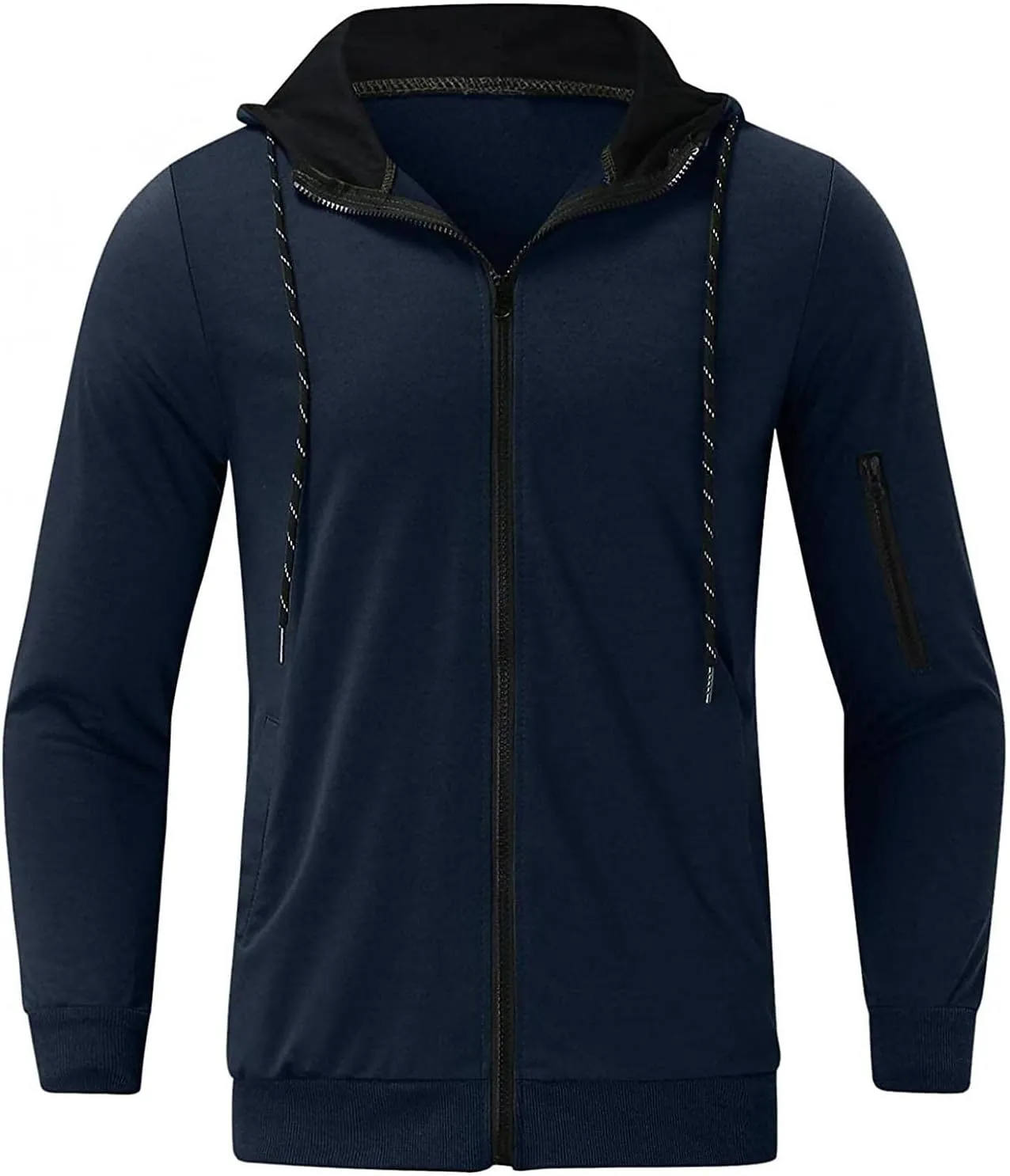 Men's Full Zip Hoodies Casual Camouflage Sports Sweatshirt Long Sleeve Zipper Hooded Jacket Coat
