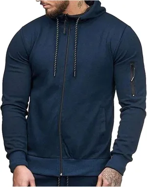 Men's Full Zip Hoodies Casual Camouflage Sports Sweatshirt Long Sleeve Zipper Hooded Jacket Coat
