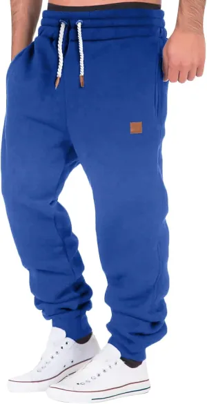 Men's Heavyweight Cargo Sweatpants Stretch Elastic Waist Drawstring Sweat Pants Workout Jogger Pants Sport Trouser