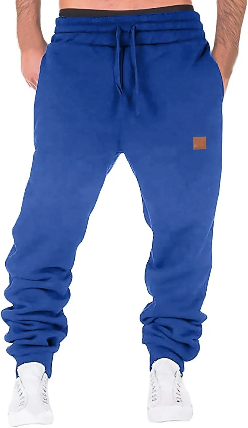 Men's Heavyweight Cargo Sweatpants Stretch Elastic Waist Drawstring Sweat Pants Workout Jogger Pants Sport Trouser