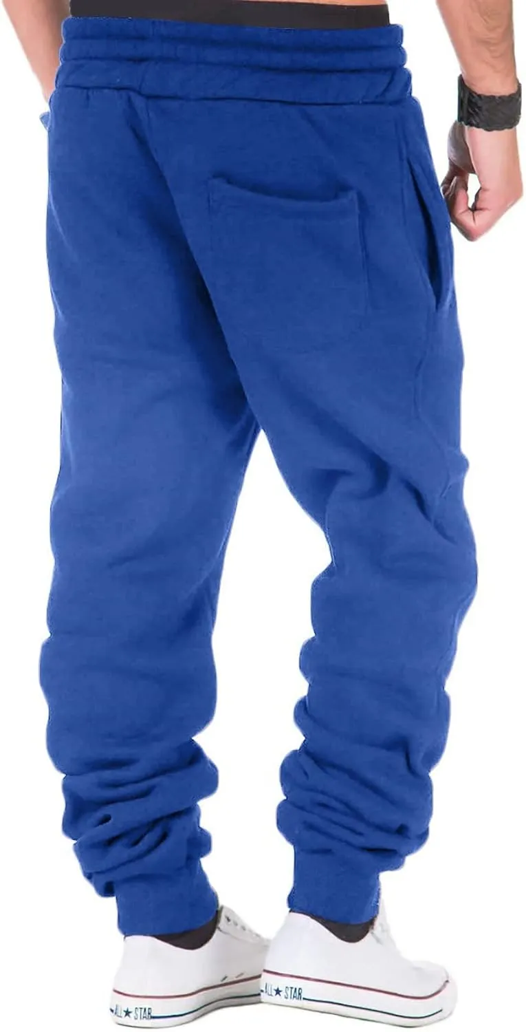 Men's Heavyweight Cargo Sweatpants Stretch Elastic Waist Drawstring Sweat Pants Workout Jogger Pants Sport Trouser