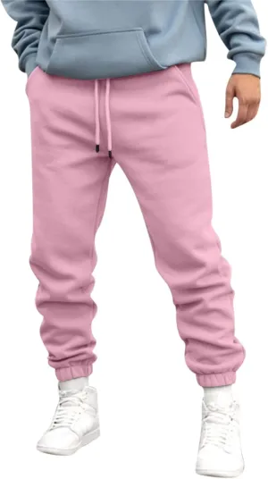 Mens Heavyweight Fleece Lined Sweatpants Loose Fit Baggy Drawstring Elastic Waist Jogger Pants Tapered Lounge Pant