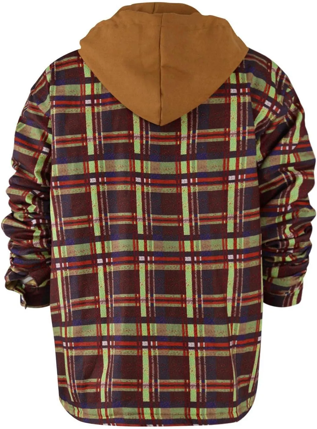 Men's Heavyweight Plaid Hoodie Jacket Zip Up Long Sleeve Fleece Sweatshirt Coat With Hood Fashion Stylish,M-5XL