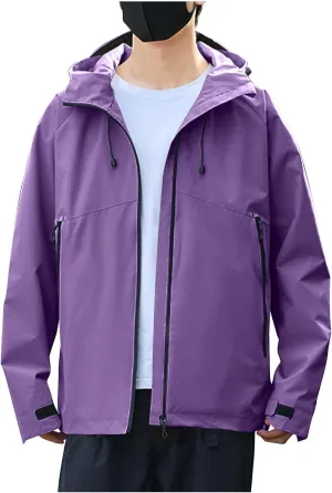 Men's Hooded Rain Jacket Waterproof Outdoor Hiking Winter Coats