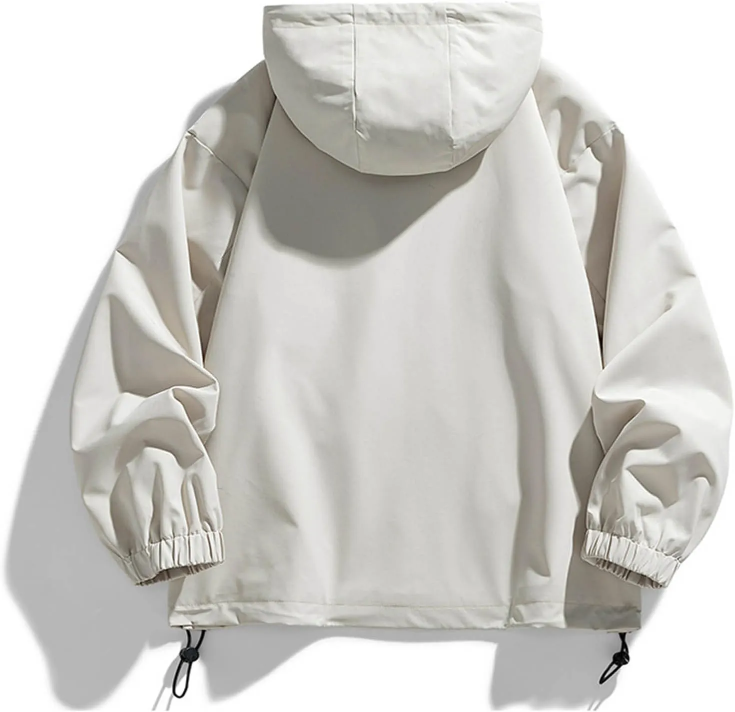 Mens Hooded Rain Jackets Casual Long Sleeve Waterproof Windbreaker Trench Coat Outdoor Full Zip Raincoat With Pockets
