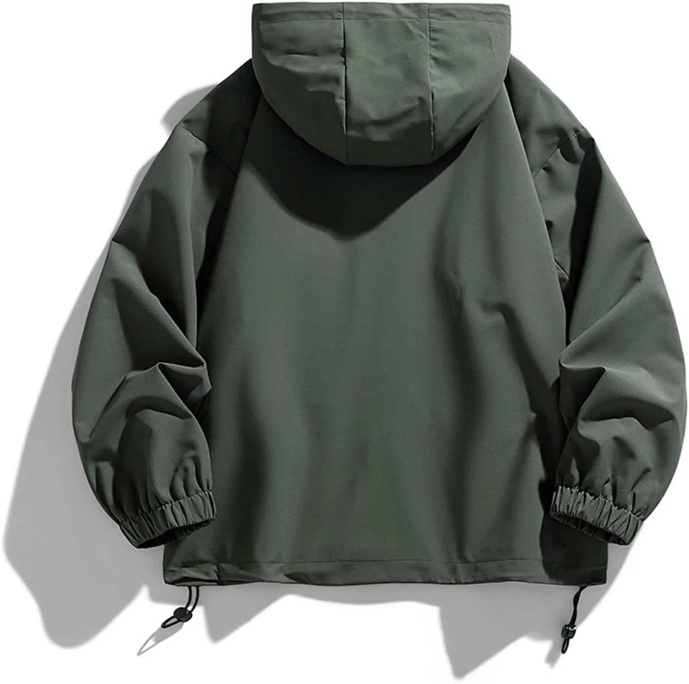 Mens Hooded Rain Jackets Casual Long Sleeve Waterproof Windbreaker Trench Coat Outdoor Full Zip Raincoat With Pockets