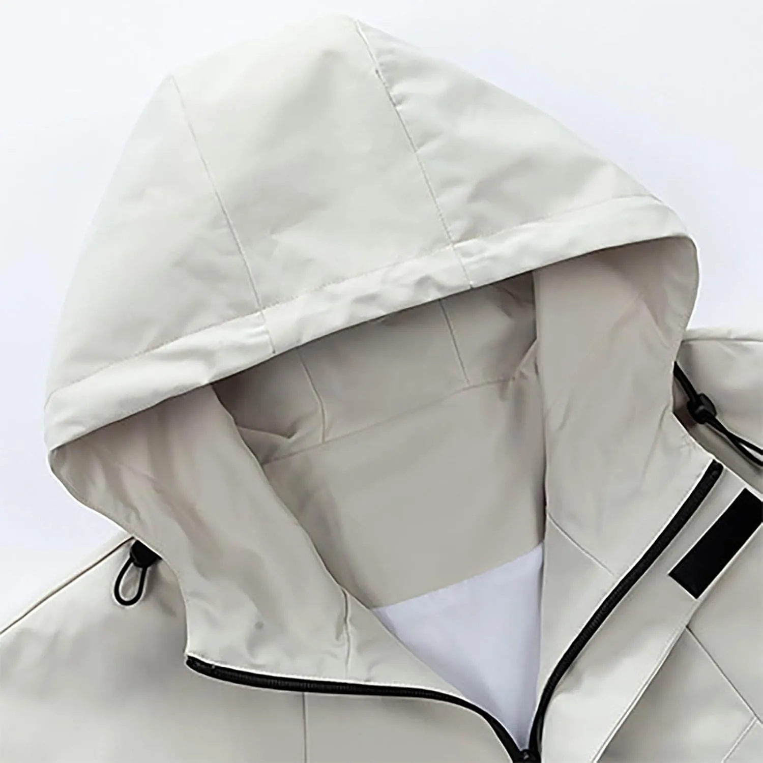 Mens Hooded Rain Jackets Casual Long Sleeve Waterproof Windbreaker Trench Coat Outdoor Full Zip Raincoat With Pockets