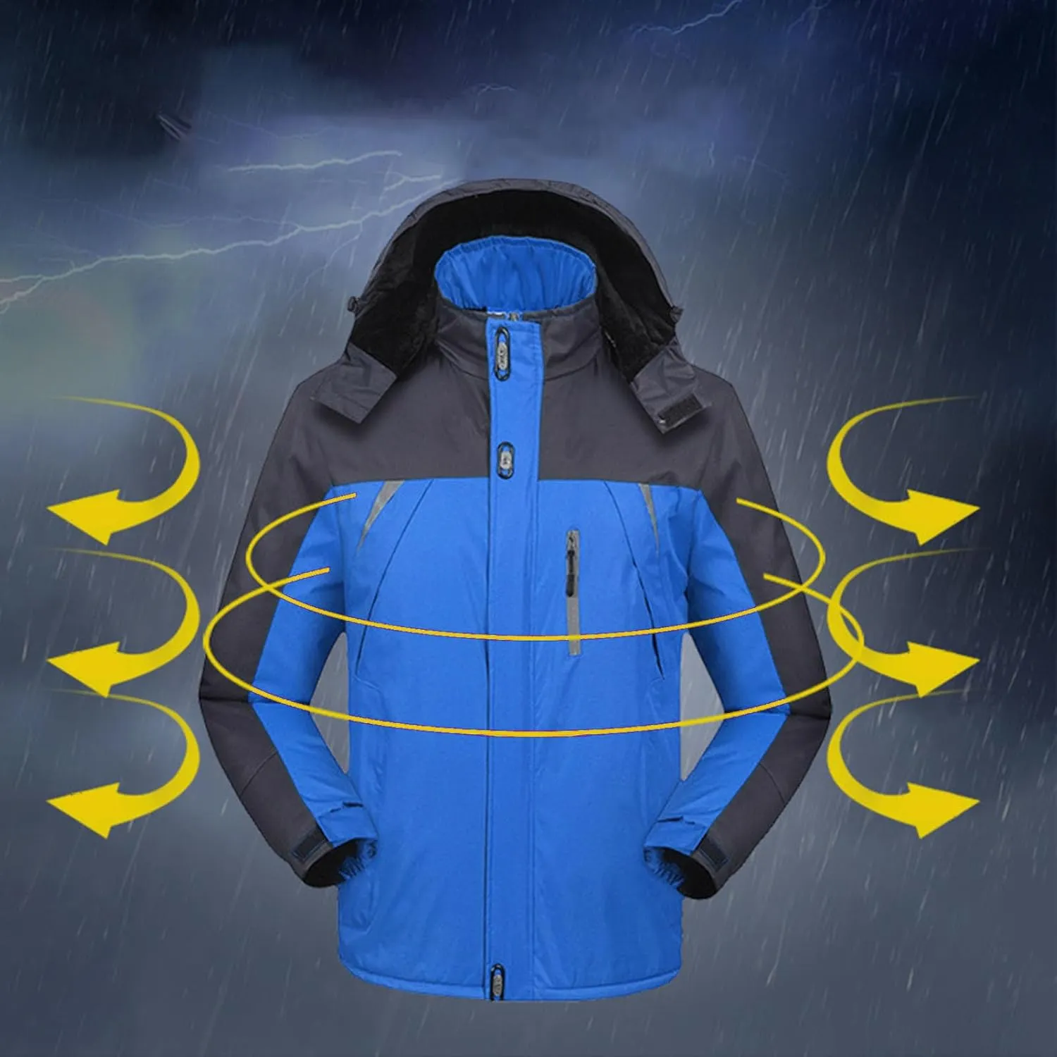 Men's Hooded Rain Jackets Plus Size Lightweight Waterproof Windbreaker Outdoor Sports Jacket Hiking Climbing Raincoat