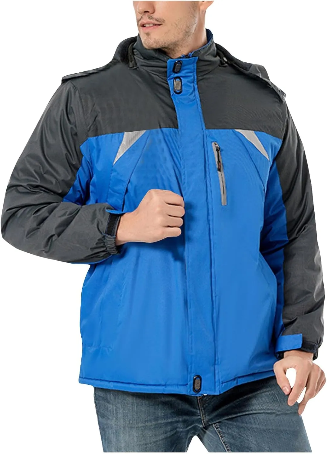 Men's Hooded Rain Jackets Plus Size Lightweight Waterproof Windbreaker Outdoor Sports Jacket Hiking Climbing Raincoat