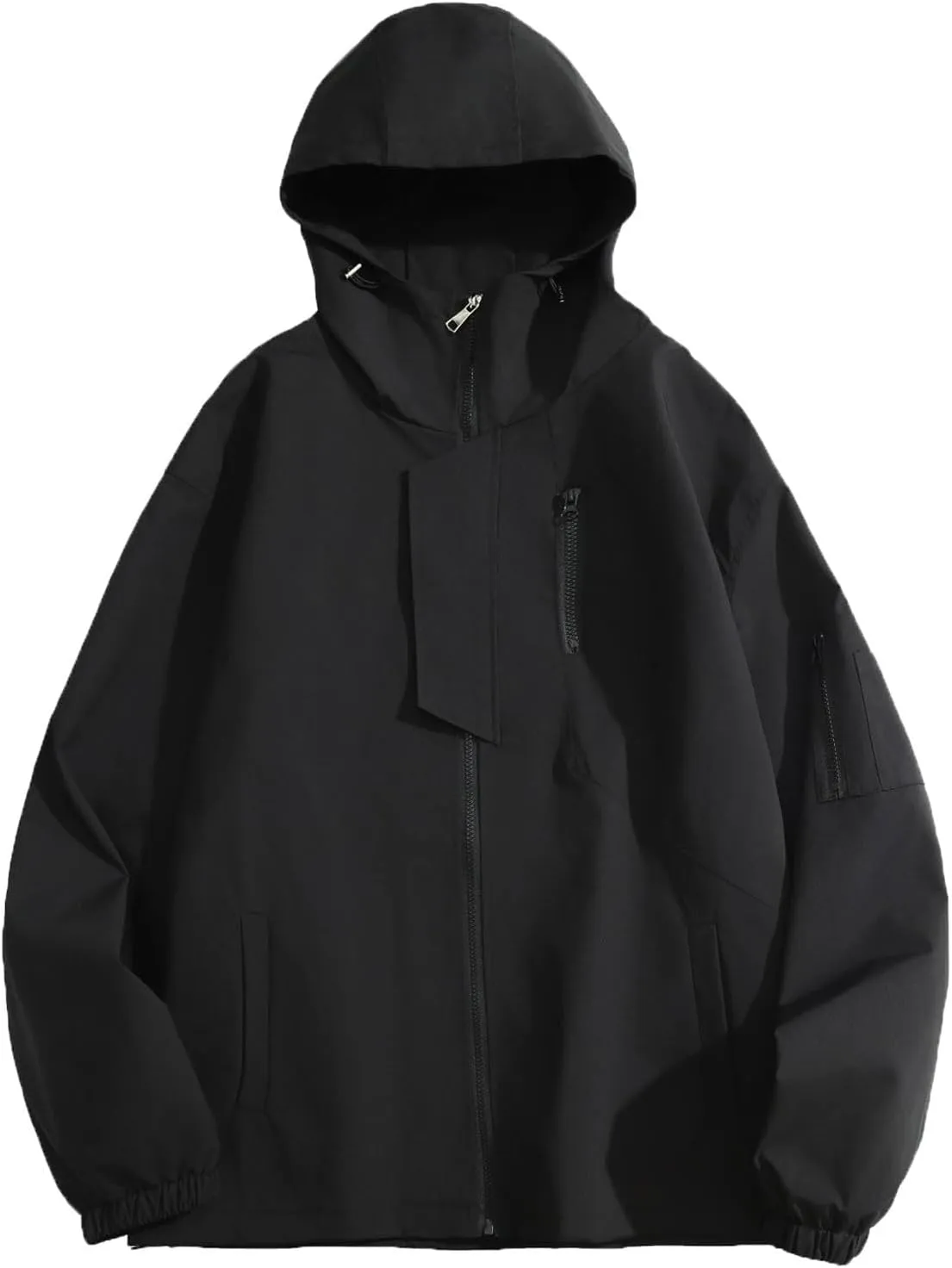 Mens Hooded Raincoat Jacket Lightweight Waterproof Windbreaker Zipper Mountain Rain Jacket For Hiking Outdoor Sports