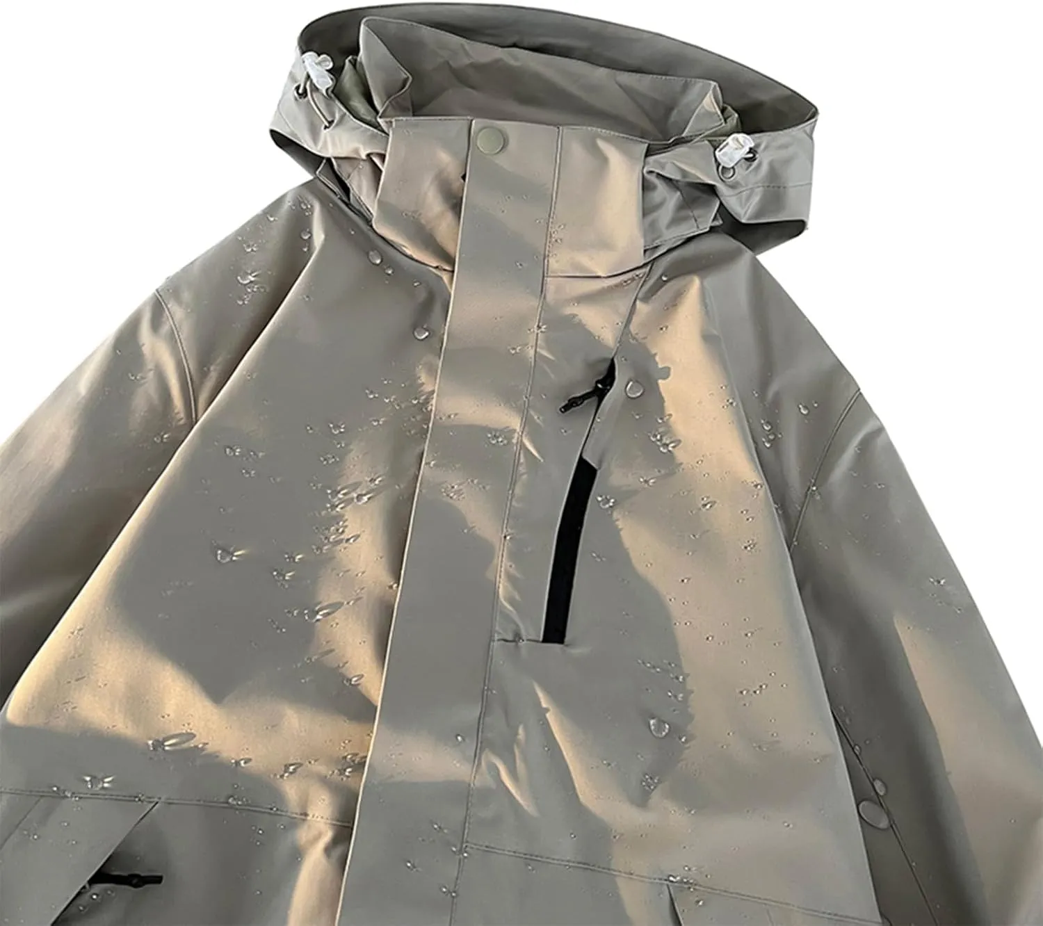 Men's Hooded Softshell Rain Jackets Lightweight Waterproof Windbreaker Zip Up Pockets Raincoats For Outdoor Hiking