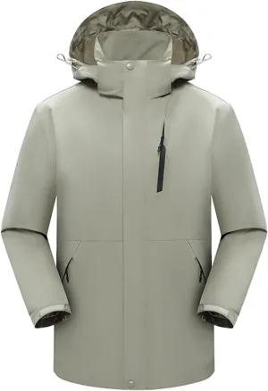 Men's Hooded Softshell Rain Jackets Lightweight Waterproof Windbreaker Zip Up Pockets Raincoats For Outdoor Hiking
