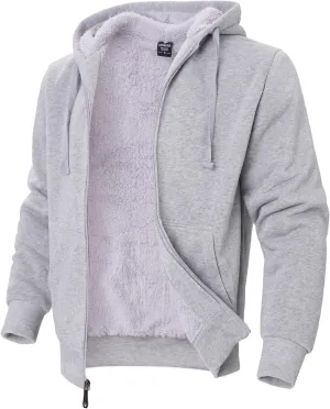 Mens Hoodies Zip Up Thick Sherpa Lined Heavyweight Workout Winter Warm Sweatshirt Jackets