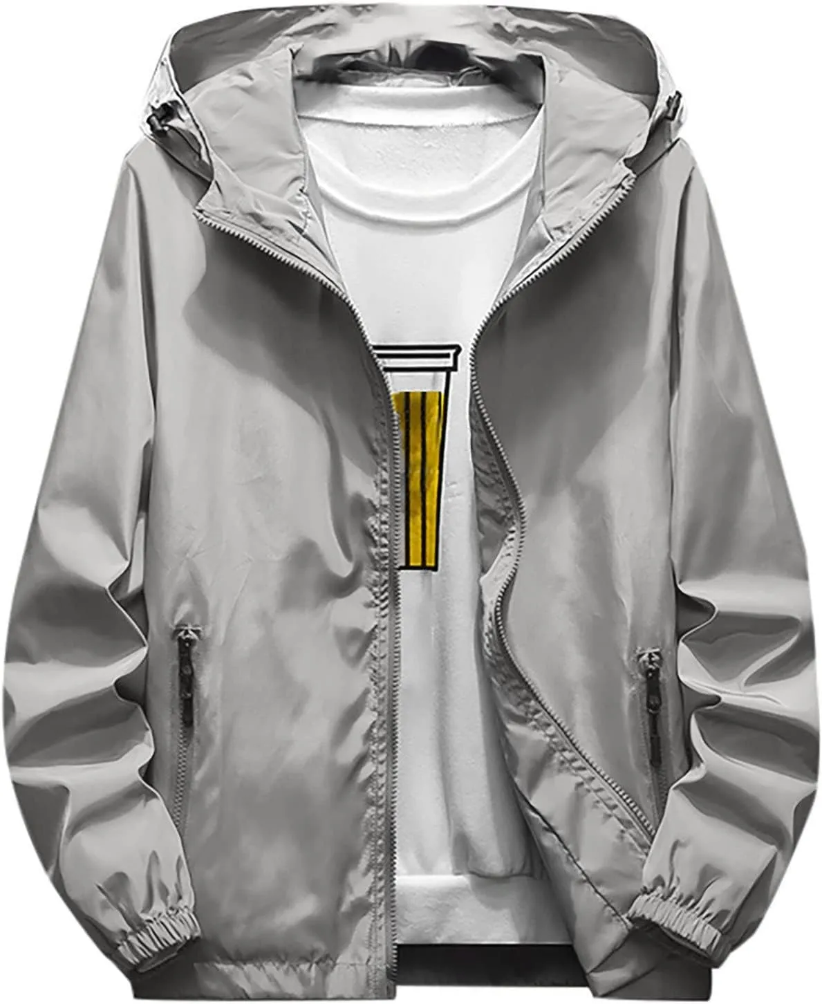Men's Jacket Winter Rain Plus Size Jacket Windbreaker Lightweight Shell Raincoat With Hood For Golf Hiking Travel, M-7XL