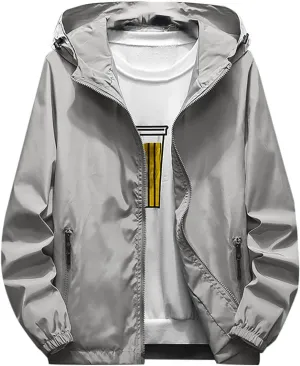 Men's Jacket Winter Rain Plus Size Jacket Windbreaker Lightweight Shell Raincoat With Hood For Golf Hiking Travel, M-7XL