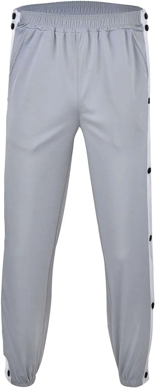 Mens Jogger Pants Tear-Away Athletic Pants Side High Split Snap Button Striped Sweatpants Casual Workout Trousers