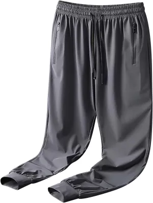 Mens Joggers with Zipper Pockets Athletic Pants Workout Trousers Outdoor Sports Running Sweatpants Gym Fall Pants