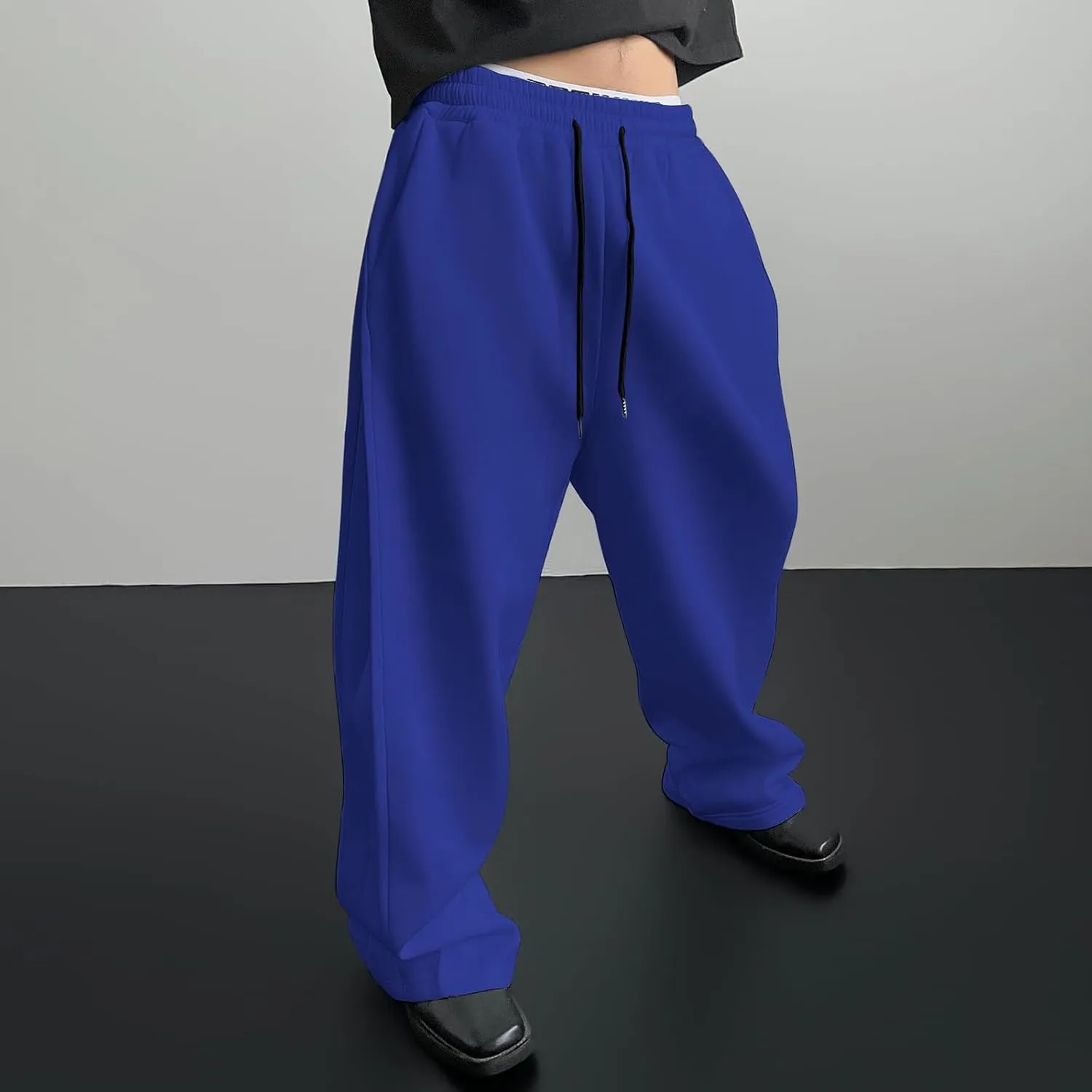 Mens Jogging Casual Baggy Cargo Sweatpants Drawstring Open Bottom Sweat Pants Straight Leg Athletic Sport Jogger