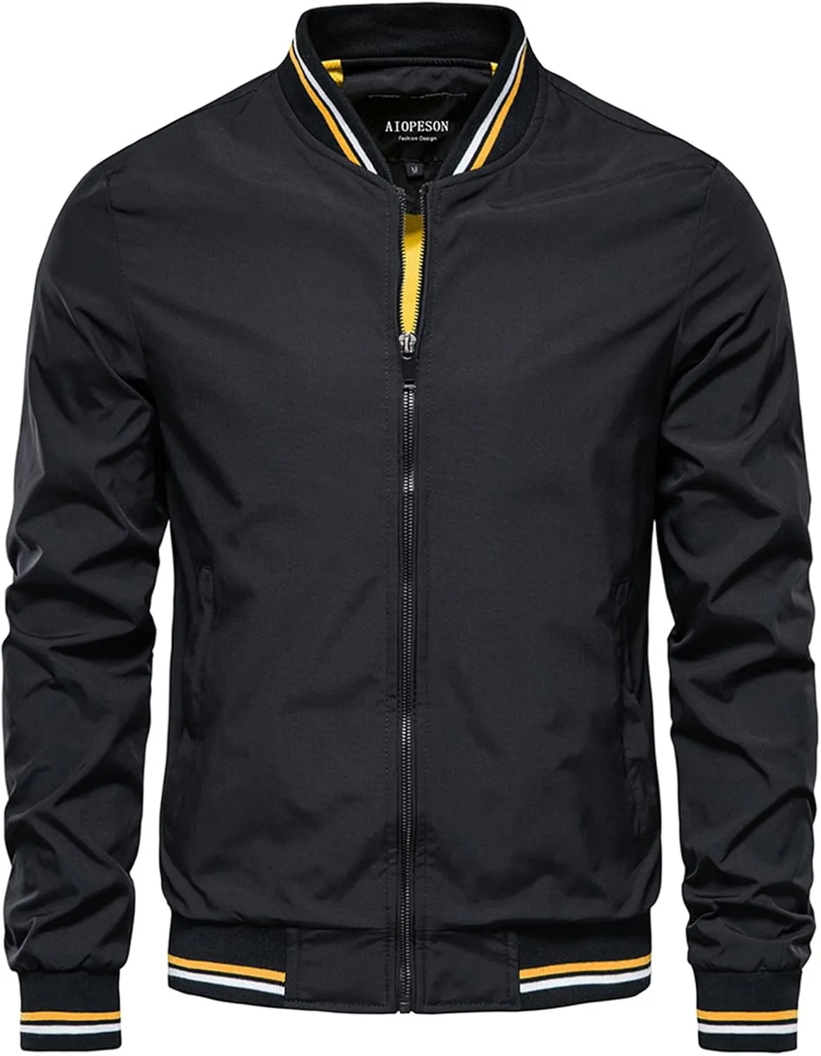 Mens Lightweight Bomber Jacket Zip Up Windbreaker with Pockets for Outdoor Activities