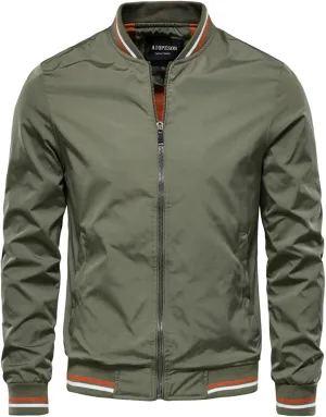 Mens Lightweight Bomber Jacket Zip Up Windbreaker with Pockets for Outdoor Activities