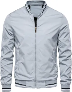 Mens Lightweight Bomber Jacket Zip Up Windbreaker with Pockets for Outdoor Activities
